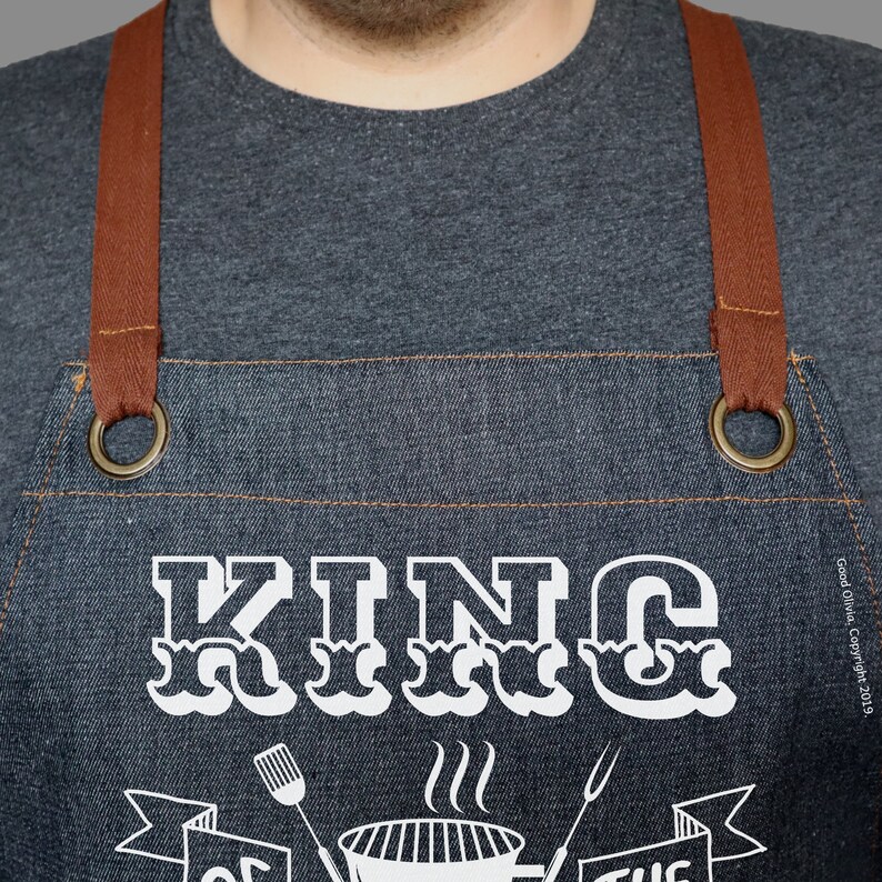 Blue Denim Adjustable Apron with Pockets King of The Grill DENIM APRON Men/'s Apron Black Denim Summer BBQ Grill | Grilling Apron