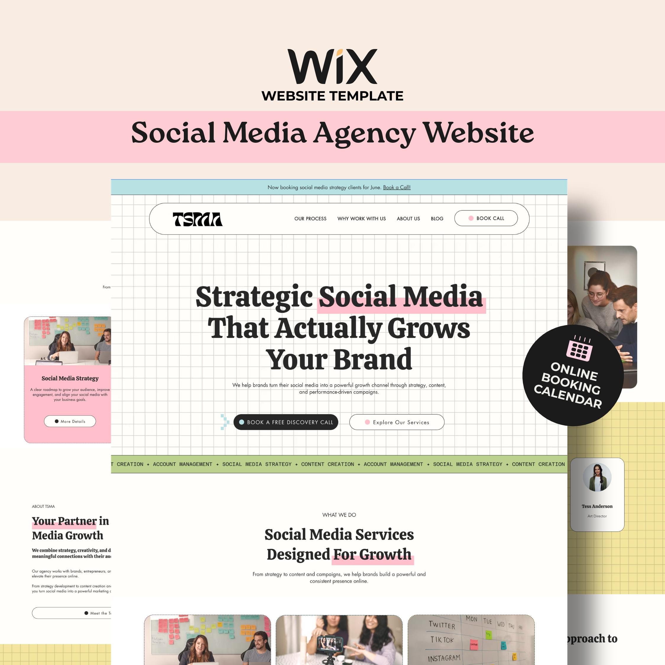 Social Media Agency Wix Website Template | Online Calendar Booking ...