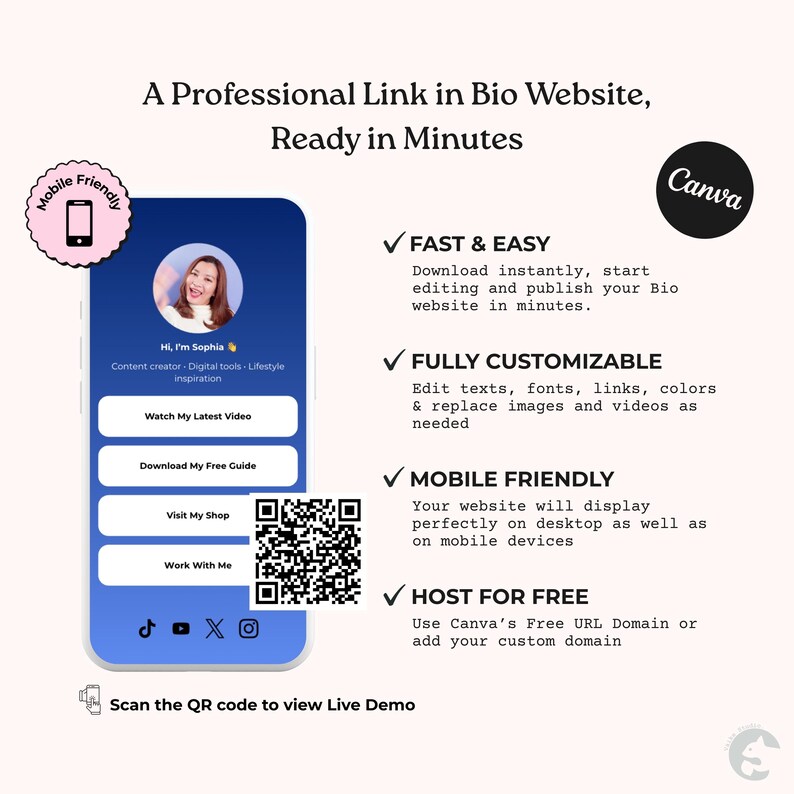 Instagram Link in Bio Canva Template | Linktree Alternative | Host for ...