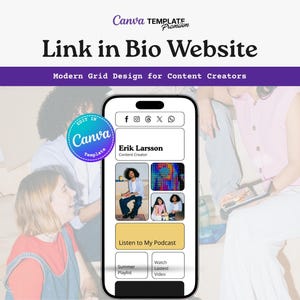 Content Creator Link in Bio Website | Canva Website Template - Contact Page, Mobile Design