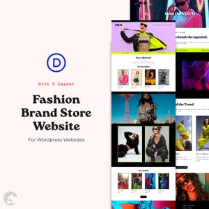 Könnte beinhalten: Ein Website-Design für einen Fashion-Brand-Store, das ein Layout für WordPress-Websites präsentiert. Das Design enthält den Markennamen "VOI/D" und den Text "New Collection!" und "Own the VOI/D". Das Design zeigt Bilder von Models und Modeartikeln.