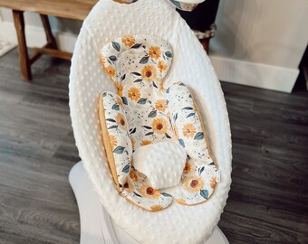 Mamaroo Seat Cover Set: Boho Sunflower Minky, Infant Insert Toy