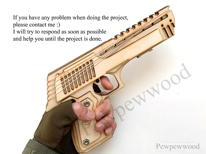 Rubber Band Toy Gun File for Laser Cut Desert Eagle Etsy Canada
