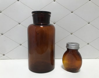 Vintage pharmacy bottles, dark glass