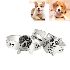 Pet Portrait Ring-engraved Pet Photo Jewelry-custom Pet - Etsy