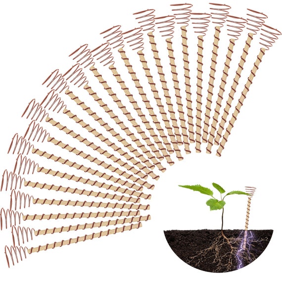 24-Pack Electroculture Plant Stakes, Electroculture Copper Gardening Antennas, Electroculture Gardening Copper Coil for Enhanced Growth