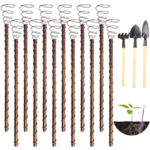 Pali per piante da elettrocoltura da 12 pezzi, antenne da giardinaggio in rame per elettrocoltura, bobina in rame da giardinaggio per elettrocoltura da 12&quot; per una crescita migliorata