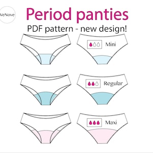 Leakproof Period Panties PDF sewing pattern|Longer front gusset|Sizes 32-56|Layers/A4/US letter/A0