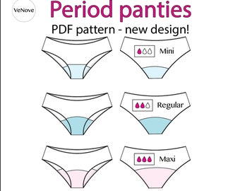 Leakproof Period Panties PDF sewing pattern|Longer front gusset|Sizes 32-56|Layers/A4/US letter/A0