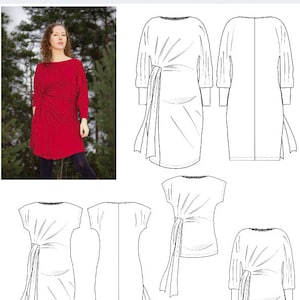 VeNove draped knot dress/tunic PDF sewing pattern |US letter/A4 print|Digital sewing pattern |Maternity dress| for jersey/knit fabrics