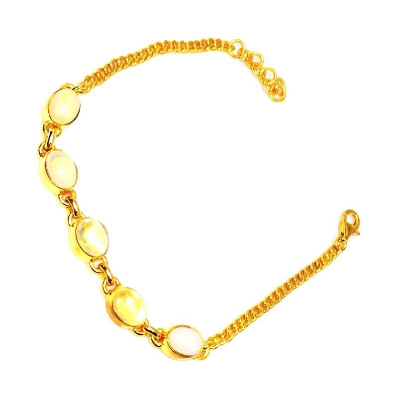 Opal Stone With 925 Sterling Silver Gold Plated Balinese Style Bracelet