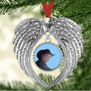 Memorial, commemorative Angel wings ornament personalized with your photo