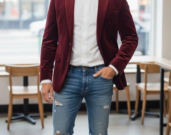 Unisex Denim Double Bow Tie with Metal Clip – 6 Inch Wide Handmade Accessory