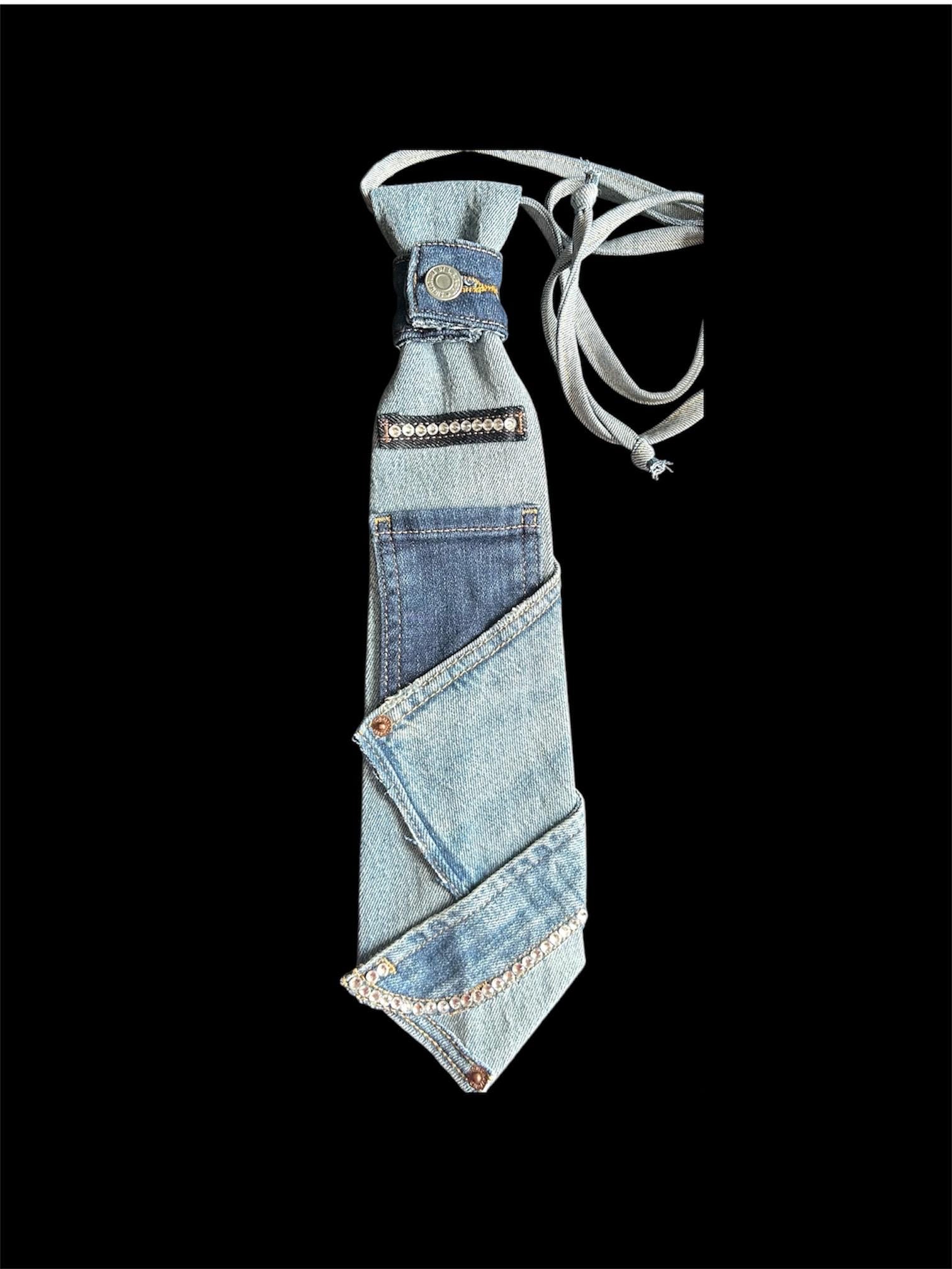 Denim \'GODfidence\' Pendant Tie Necklace - Blue God is Good - Blue Pendant – Good Faith main image 4