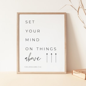 Set Your Mind on Things Above, Colossians 3:2, Bible Verse Wall Art, Scripture Wall Art, Bible Verse Print