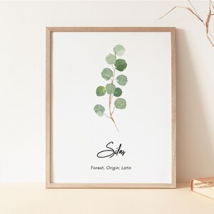 Custom Name Meaning Print, Eucalyptus Baby Name Definition, Personalized New Baby Gift