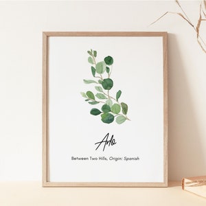 Custom Name Meaning Print, Eucalyptus Baby Name Definition, Personalized New Baby Gift