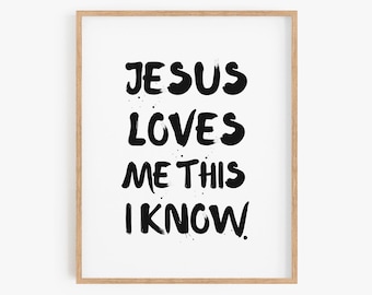 Jesus Loves Me Hymn Print, Christian Nursery Art (Digital Print)