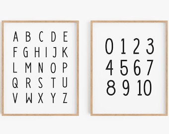 Alphabet and Number Prints, Montessori Educational Posters (Digital Download)