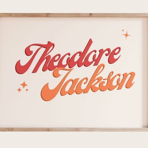 Impresión retro del nombre del bebé, impresión de nombre personalizado, decoración de guardería genial, regalo para el bebé nuevo