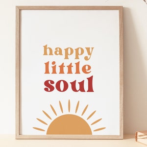 Happy Little Soul, 70s nursery decor, Retro nursery print, Boho wall art