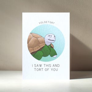 Biglietto d'auguri di compleanno divertente con personaggio magico e tartaruga, personalizzato con il nome "Voldetortoise" in formato A6 - Benefici di beneficenza