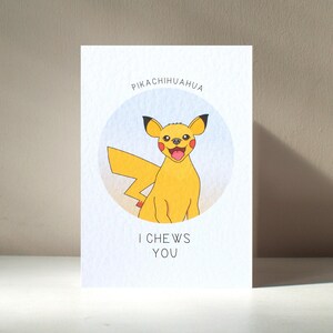 Biglietto d'auguri personalizzato "Pikachihuahua" in formato A6, con cucciolo di Chihuahua, simpatico e divertente, per compleanno o qualsiasi occasione – Beneficia l'ente benefico