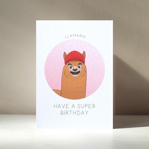 Tarjeta de felicitación personalizada A6 "Llamario" con bigote de fontanero, súper divertida, para aniversario, cumpleaños y amor. Beneficia a una organización benéfica.