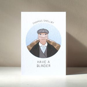 Tarjeta de felicitación personalizada tamaño A6 «Thomas Shellby» con forma de tortuga, gánster, animal, juego de palabras divertido, para cumpleaños y aniversario. Beneficia a una organización benéfica.