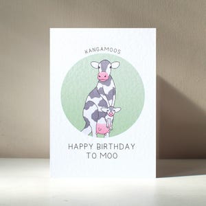 Carte de voeux personnalisée « Kangourous » illustrée, modèle A6, Vache kangourou, Moo, anniversaire, amour, fête des mères, Bénéfices caritatifs