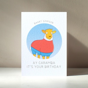 Biglietto d'auguri divertente per anniversario, compleanno e amore, con la pecora Baa gialla personalizzata in formato A6 "Baart" – Benefici di beneficenza