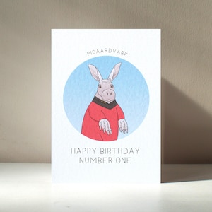 Biglietto d'auguri personalizzato "Picaardvark" in formato A6 con personaggio animale Aardvark, divertente gioco di parole, per compleanno e anniversario - Benefici di beneficenza