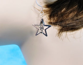 Unique Star Earrings for Pierced Ears, Whimsical Handmade Jewelry Gift for Women, Fun Best Friend Gift or Birthday Present for Wife or Mom