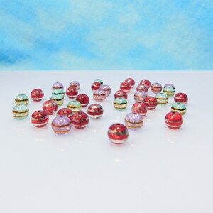 Colorful 8mm Round Crackle Glass Beads - Red, Purple, Green - 38 Count for Jewelry Making