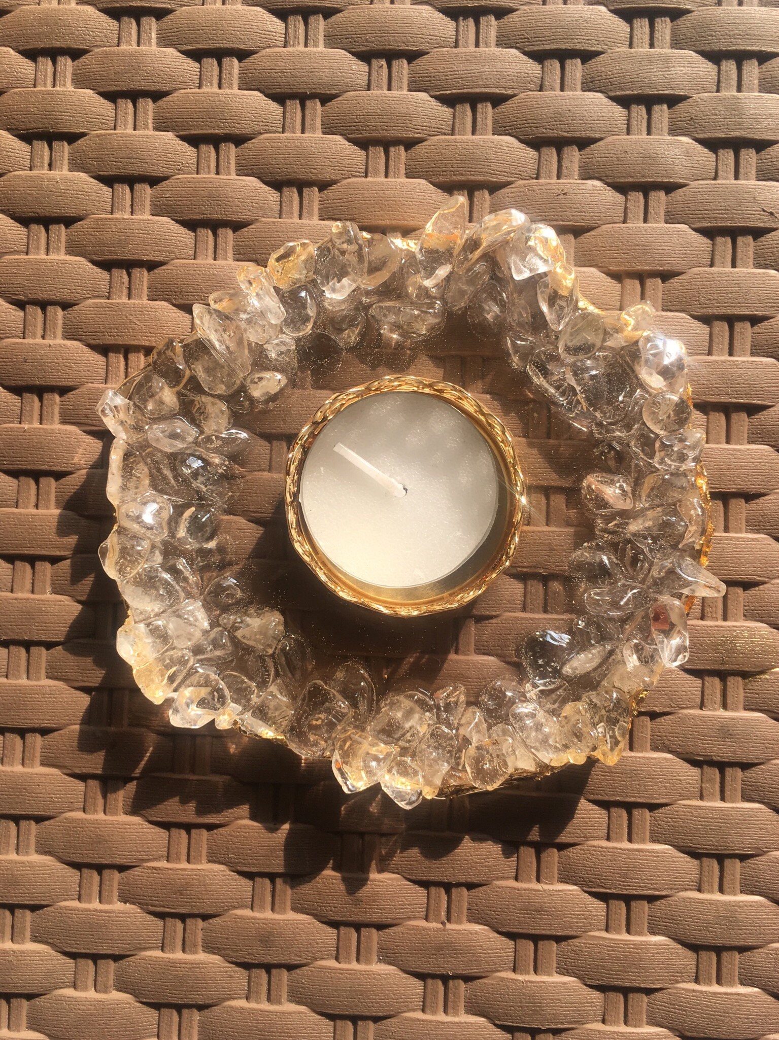 Crystal quartz tea light candle holder Etsy