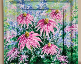 Pink Cone Flowers and Lavender