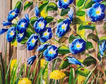 Morning Glory and Dandelions and Lady Bugs and Bees