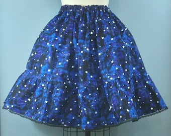 Glow in the Dark Stars Skirt - Celestial Galaxy Outer Space Print - Lolita Skirt, Kawaii, Harajuku Fashion - Plus Size Friendly!