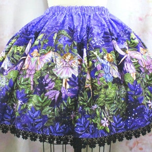 Fairy Print Knee Length Skirt - Sweet Lolita, Classic Lolita, EGL Style - Cute, Full Skirt - Plus Size Friendly!