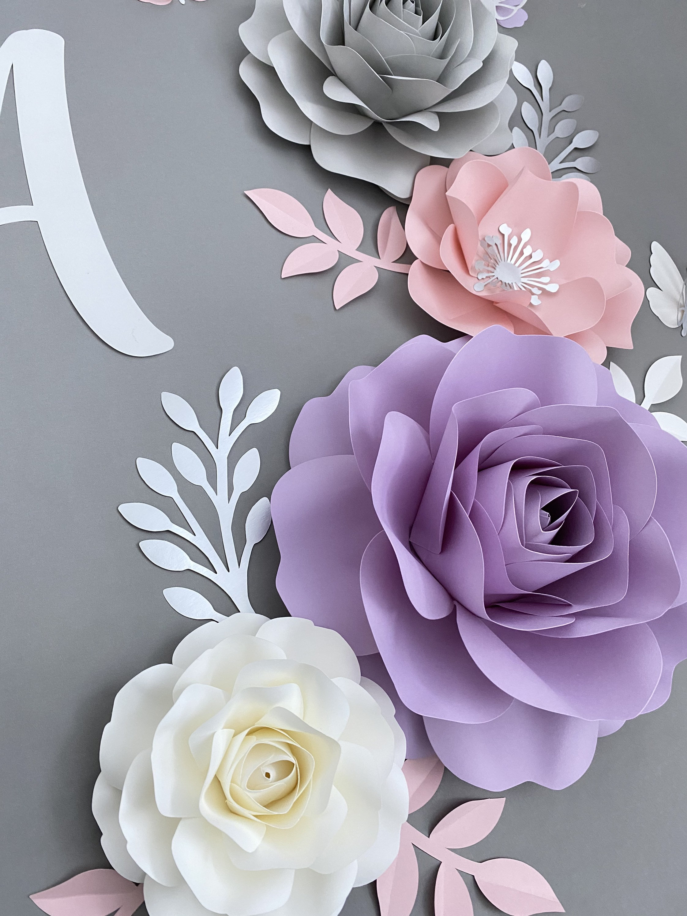 Paper flower set Purple and Pink Nursery Flowers Nursery Etsy