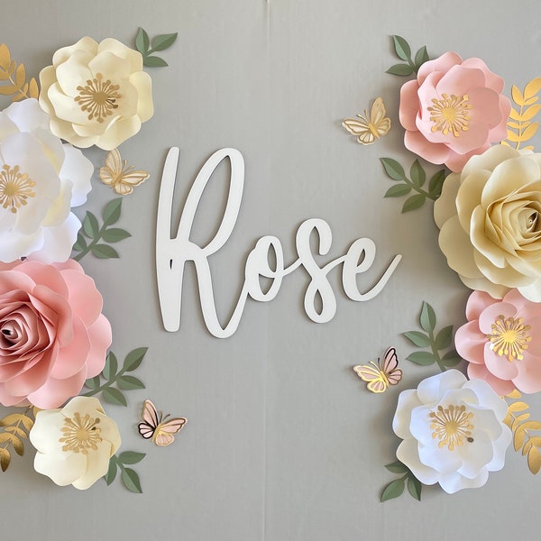 Paper Flower Set | Ivory and Blush Nursery Flowers | Nursery Paper Flower Wall Decor | Wall Flowers | Baby Girl Nursery NAME NOT INCLUDED