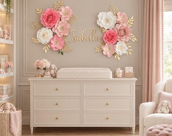 Bridal Shower Backdrop, Giant Paper Flower Wall for Wedding Reception, Blush Floral Photo Backdrop
