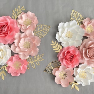 Pink Paper Flower Nursery Decor: Blush Rose Wall Art