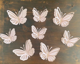 Papillons 3D| Décoration murale papillon rose poudré | Papillons de baby shower