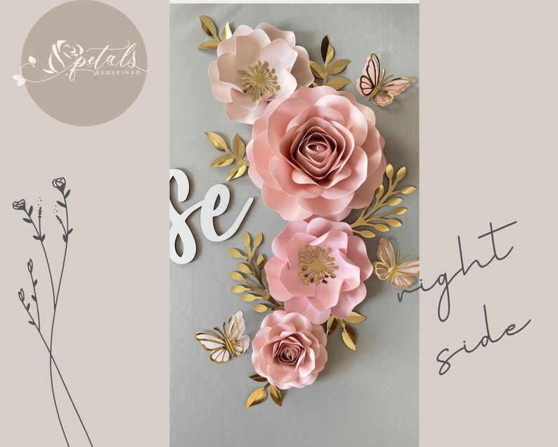 Blush Rose Paper Nursery Flowers Baby Girl Nursery Wall Décor Nursery