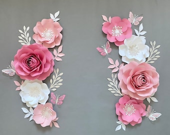 Pink Paper Flower Wall Decor | Pink Nursery Flowers | Nursery Paper Flower Wall Decoration | Wall Flowers | Baby Girl Nursery Flowers