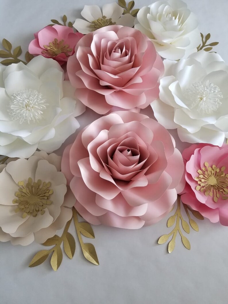 Paper Flower Set Nursery Paper Flower Wall Decor Baby Girl Etsy Canada