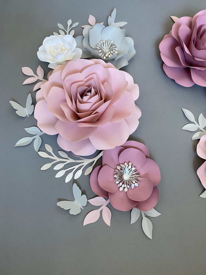 Dusty Rose Paper Flower Nursery Wall Decor Personalized Etsy