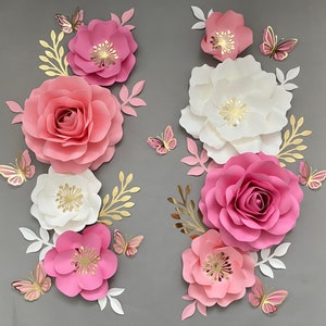 Paper Flower Set | Blush Pink Nursery Flowers | Nursery Paper Flower Wall Decor | Wall Flowers | Baby Girl Nursery Flowers