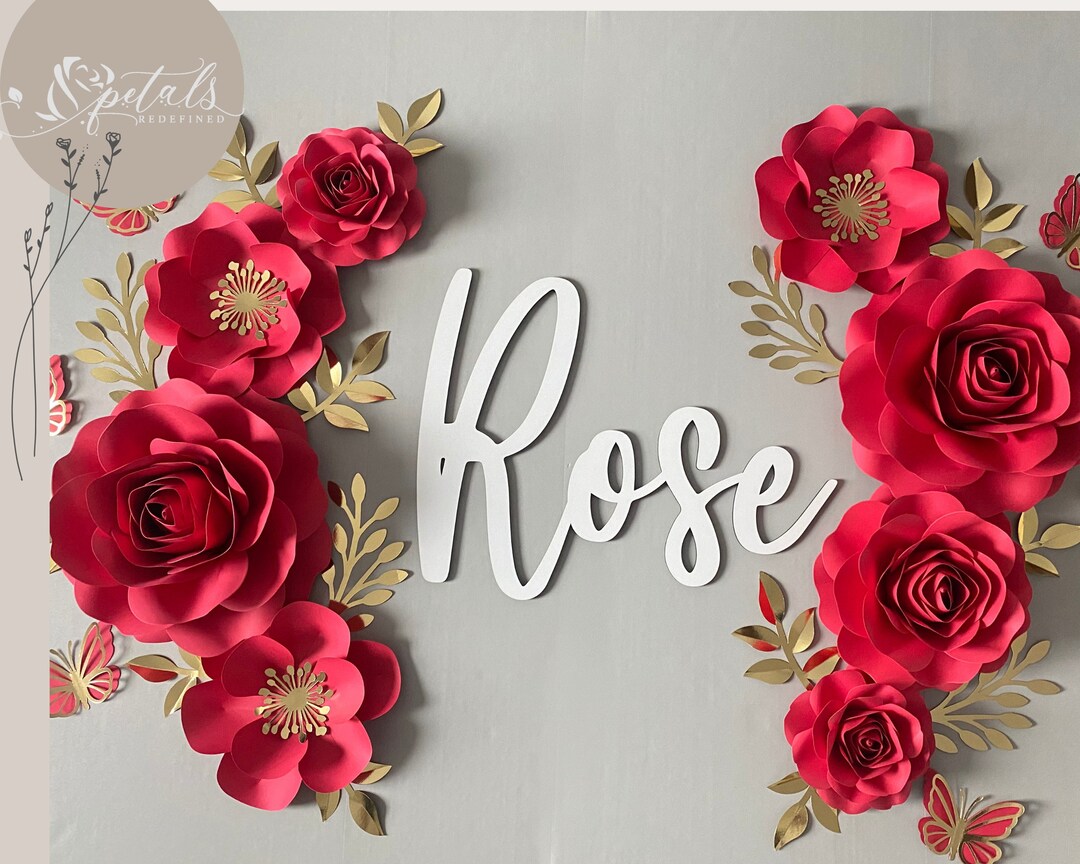 Red Roses Paper Flower Wall Decor: Nursery Wall Flowers - Etsy